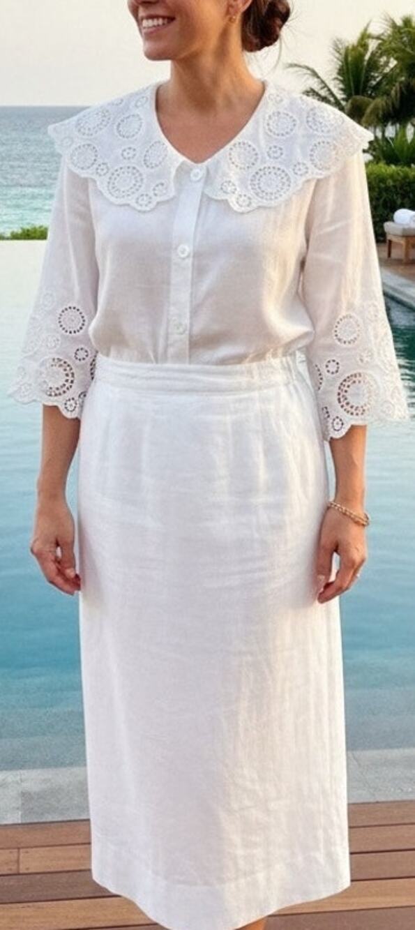 Vintage coastal linen skirt set